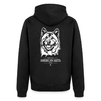 American Akita Dad Hunde Hund Akita Inu Wilsigns - Unisex Premium Bio Zip Hoodie - Schwarz - Hinten - Nico (187cm)