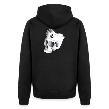 Schädel Sailor - Unisex Premium Bio Zip Hoodie - Schwarz - Hinten - Nico (187cm)