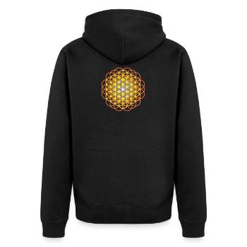 Blume des Lebens - Flower of Life - Unisex Premium Bio Zip Hoodie - Schwarz - Hinten - Nico (187cm)