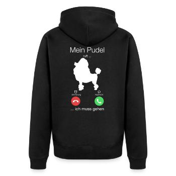 Geschenk Anruf Pudel ruft - Unisex Premium Bio Zip Hoodie - Schwarz - Hinten - Nico (187cm)