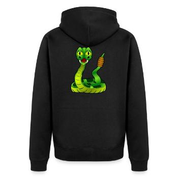 Klapperschlange in Grün. Geschenkidee - Unisex Premium Bio Zip Hoodie - Schwarz - Hinten - Nico (187cm)