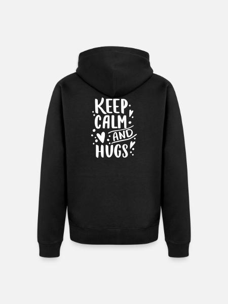 hug me - Unisex Premium Organic Zip Hoodie - black
