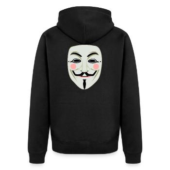Anonymous - Unisex Premium Bio Zip Hoodie - Schwarz - Hinten - Nico (187cm)