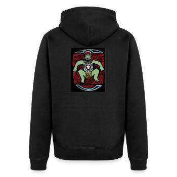 Tribal Tiki Inca Maya Indian - Unisex Premium Organic Zip Hoodie - black - Back - Nico (187cm)