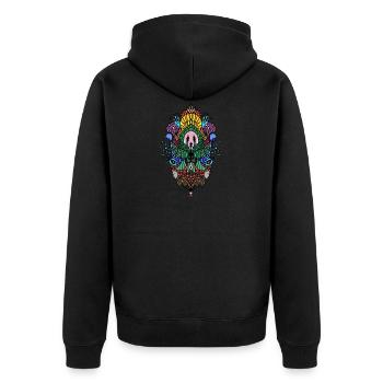 creation of balance - Unisex Premium Organic Zip Hoodie - black - Back - Nico (187cm)