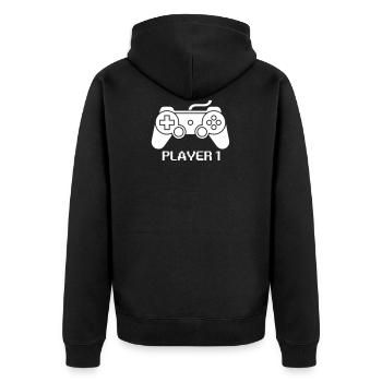joueur 1 jeu de couple - Veste à capuche bio Premium Unisexe - noir - Dos - Nico (187cm)