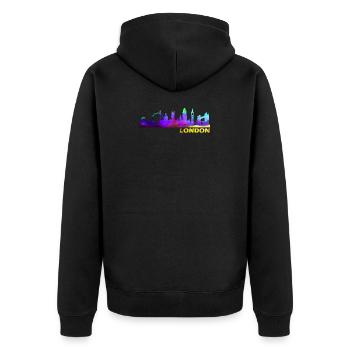 London London London London - Unisex Premium Organic Zip Hoodie - black - Back - Nico (187cm)