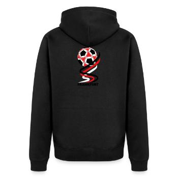 Fußball - Frankfurt - Unisex Premium Bio Zip Hoodie - Schwarz - Hinten - Nico (187cm)
