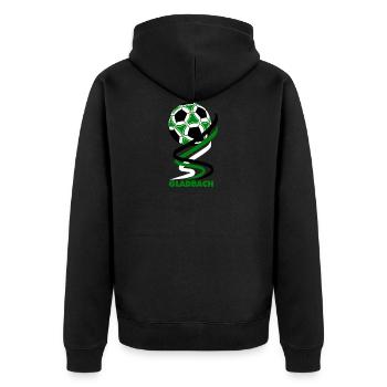 Fußball - Gladbach - Unisex Premium Bio Zip Hoodie - Schwarz - Hinten - Nico (187cm)