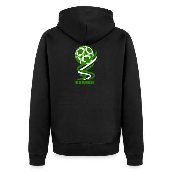 Fußball - Bremen - Unisex Premium Bio Zip Hoodie - Schwarz - Hinten - Nico (187cm)