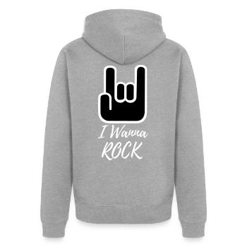 I Wanna Rock - Unisex Premium Bio Zip Hoodie - Grau meliert - Hinten - Nico (187cm)