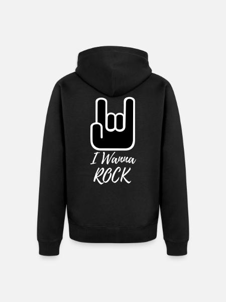 I Wanna Rock - Unisex Premium Bio Zip Hoodie - Schwarz
