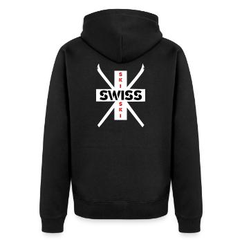 Ski Swiss Ski motif blanc - Veste à capuche bio Premium Unisexe - noir - Dos - Nico (187cm)