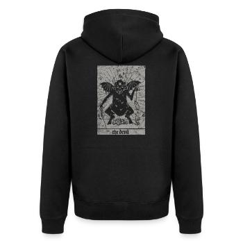 Vintage Occult Baphomet - Tarot Card Satanic Okkul - Unisex Premium Bio Zip Hoodie - Schwarz - Hinten - Nico (187cm)