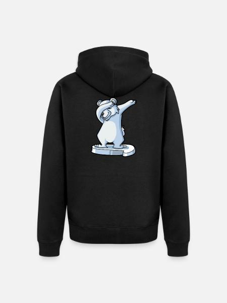 Dabbender Eisbär - Unisex Premium Bio Zip Hoodie - Schwarz
