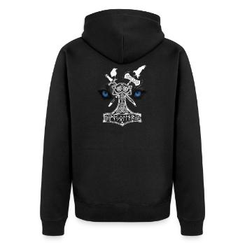 Thor - Unisex Premium Bio Zip Hoodie - Schwarz - Hinten - Nico (187cm)