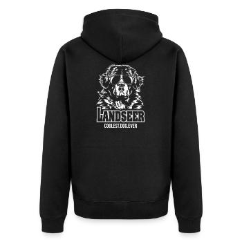 LANDSEER coolest dog Wilsigns Geschenk Hunde Hund - Unisex Premium Bio Zip Hoodie - Schwarz - Hinten - Nico (187cm)