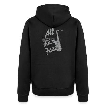 All That Jazz - Saxofon distressed - Unisex Premium Bio Zip Hoodie - Schwarz - Hinten - Nico (187cm)