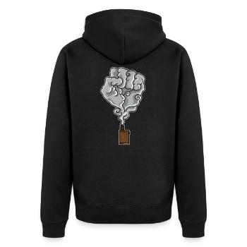 Vaping Fist Illustration | Cloud Chaser Unite Vape - Unisex Premium Bio Zip Hoodie - Schwarz - Hinten - Nico (187cm)