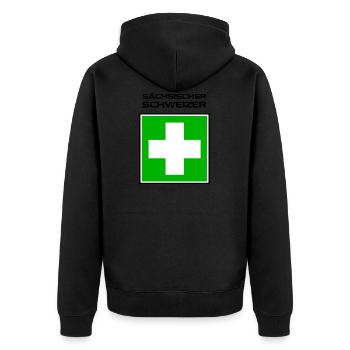 sächsischer schweizer 1 - Unisex Premium Bio Zip Hoodie - Schwarz - Hinten - Nico (187cm)