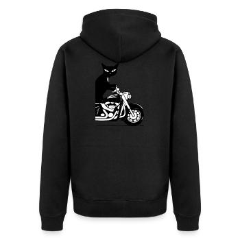 Chat sur le cadeau de chaton de hacheur de moto - Veste à capuche bio Premium Unisexe - noir - Dos - Nico (187cm)