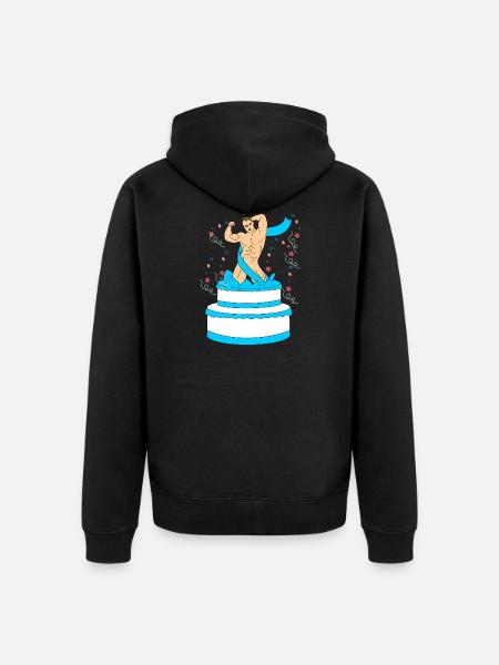 Striptease Überraschung Mann Nackt Junggesellen - Unisex Premium Bio Zip Hoodie - Schwarz