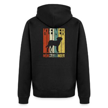 Kleiner Münsterländer Retro Vintage Shirt - Unisex Premium Bio Zip Hoodie - Schwarz - Hinten - Nico (187cm)
