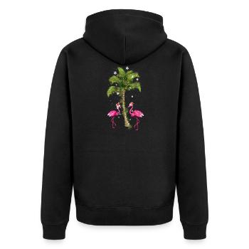 Tropical Flamingo Christmas - Unisex Premium Organic Zip Hoodie - black - Back - Nico (187cm)