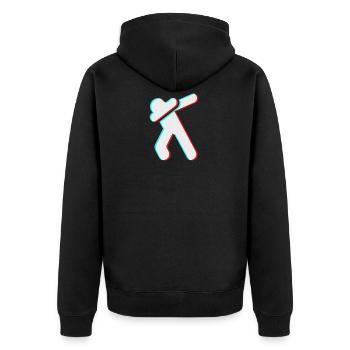 Tik Tok Filter Glitch 3D Dab Stickfigure red blue - Unisex Premium Bio Zip Hoodie - Schwarz - Hinten - Nico (187cm)