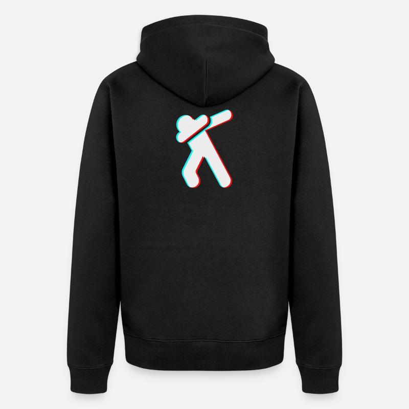 Tik Tok Filter Glitch 3D Dab Stickfigure red blue - Unisex Premium Organic Zip Hoodie - black