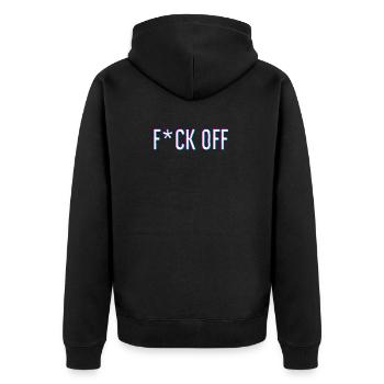 F*ck Off Fuck Off tik tok 3d red blue effect filte - Unisex Premium Bio Zip Hoodie - Schwarz - Hinten - Nico (187cm)