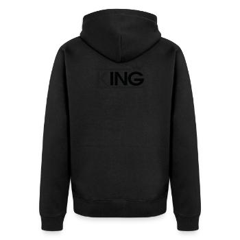 König - Unisex Premium Bio Zip Hoodie - Schwarz - Hinten - Nico (187cm)