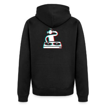 Techno Dj 3d Electro Red Blue tik tok edm weiß - Unisex Premium Bio Zip Hoodie - Schwarz - Hinten - Nico (187cm)