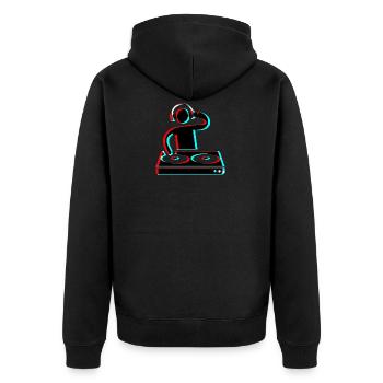 Techno Dj 3d Electro Red Blue tik tok edm - Unisex Premium Bio Zip Hoodie - Schwarz - Hinten - Nico (187cm)