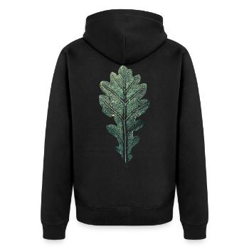 LEAF oak / art print WALD & Förster Design - Unisex Premium Organic Zip Hoodie - black - Back - Nico (187cm)