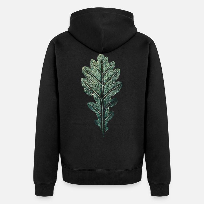 BLATT Eiche / Kunstdruck WALD & Förster Design - Unisex Premium Bio Zip Hoodie - Schwarz