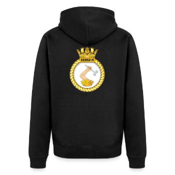 HMS Birmingham - Unisex Premium Organic Zip Hoodie - black - Back - Nico (187cm)