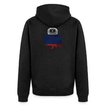 Professional Russian - Unisex Premium Organic Zip Hoodie - black - Back - Nico (187cm)