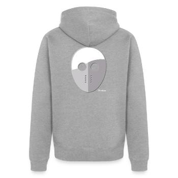 Maske Jason TS-oak - Unisex Premium Bio Zip Hoodie - Grau meliert - Hinten - Nico (187cm)