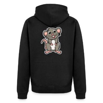 Ratte - Unisex Premium Bio Zip Hoodie - Schwarz - Hinten - Nico (187cm)