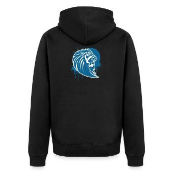 Löwe - Unisex Premium Bio Zip Hoodie - Schwarz - Hinten - Nico (187cm)
