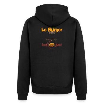 hamburger ennemi lache fuir humour manger citation - Veste à capuche bio Premium Unisexe - noir - Dos - Nico (187cm)