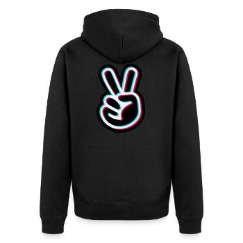 Peace Hand Sticker Design - Peace Sign - Unisex Premium Organic Zip Hoodie - black - Back - Nico (187cm)