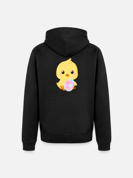 Lindo pollito de Pascua con huevo de Pascua - Chaqueta con capucha prémium ecológica unisex - negro