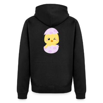 Cute little chick in an egg shell - Unisex Premium Organic Zip Hoodie - black - Back - Nico (187cm)