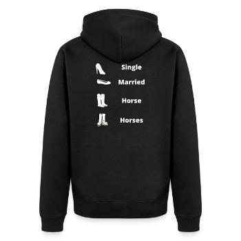Single-Married-Horse-Horses lustiges Reiter Shirt - Unisex Premium Bio Zip Hoodie - Schwarz - Hinten - Nico (187cm)