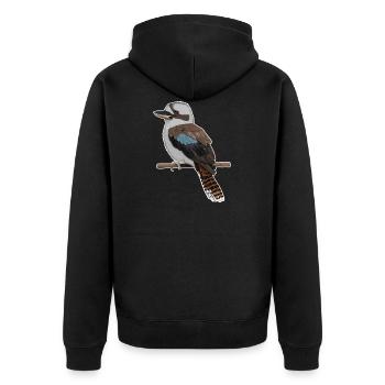 Kookaburra bird drawing biologist bird lover - Unisex Premium Organic Zip Hoodie - black - Back - Nico (187cm)