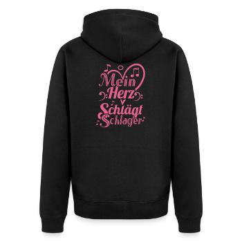 Schlager Herz Schlagermusik Schlagerparty Party - Unisex Premium Bio Zip Hoodie - Schwarz - Hinten - Nico (187cm)