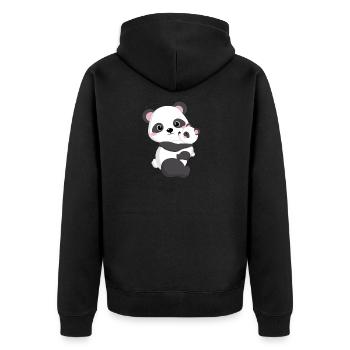 Mommy and I Cute Panda with Mom Gift - Unisex Premium Organic Zip Hoodie - black - Back - Nico (187cm)