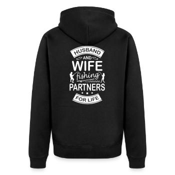 Husband And Wife Fishing Partners For Life - Unisex Premium Bio Zip Hoodie - Schwarz - Hinten - Nico (187cm)